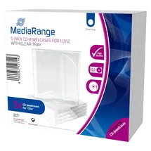 MediaRange CD Jewelcase for 1 disc, 10.4mm, transparent tray, Pack 5