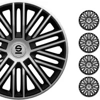 Sparco Radzierblenden Bergamo - 14-Zoll - Silber/Schwarz - Satz