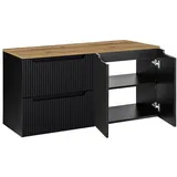Lomadox Waschtischunterschrank 120 x 40 x 56 cm Schwarz/Eiche