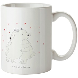 Mr. & Mrs. Panda Tasse Eisbär Umarmen – Weiß – Geschenk, Tasse, Kaffeebecher, lustige Sprüch, Keramik weiß