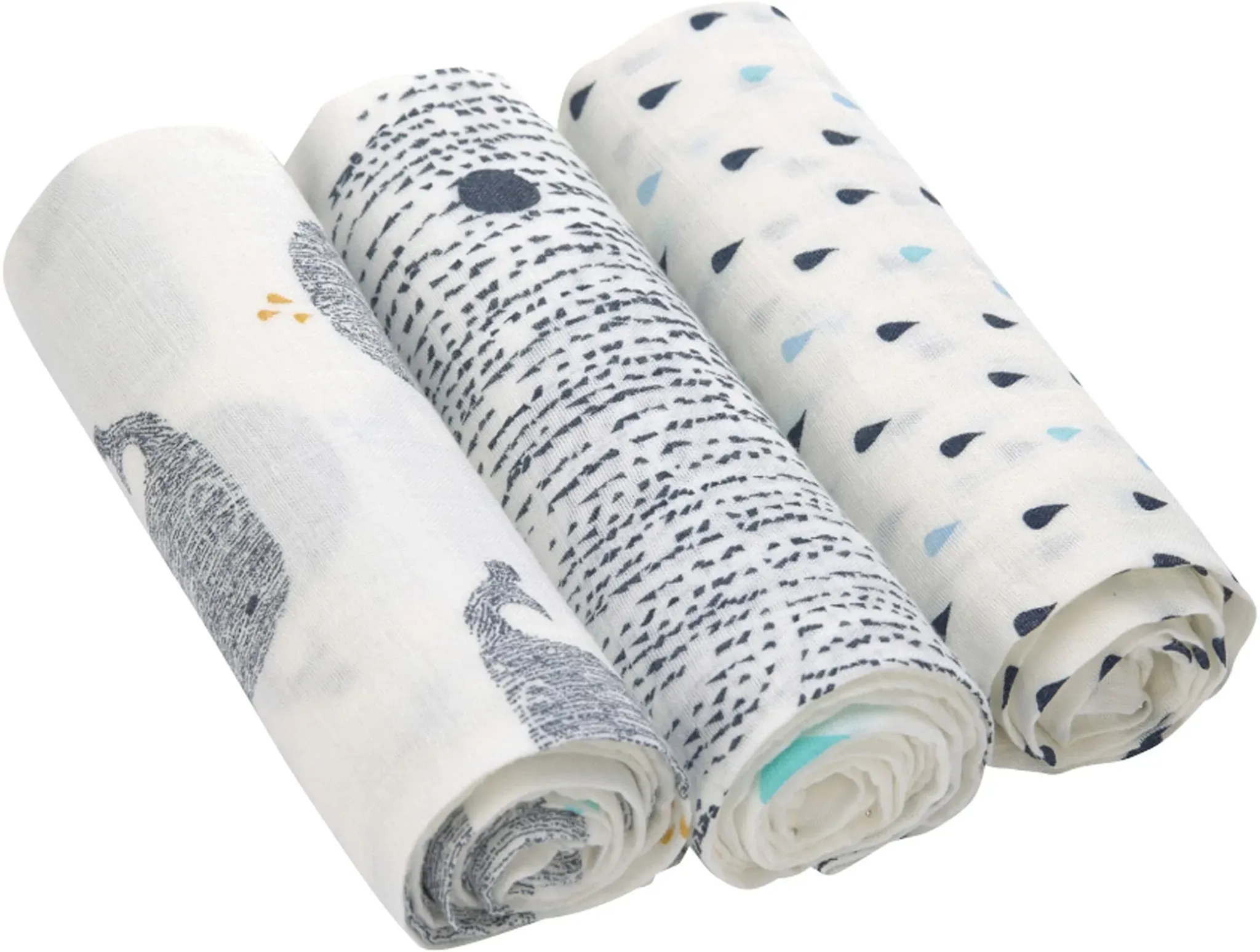 Lässig 3er-Pack Mullwindel Soft Swaddle L 80x80 cm, blau