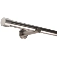 deco-raum Gardinenstange nach Maß 1-Lauf Kappe Ø 25mm edelstahl-optik 60cm
