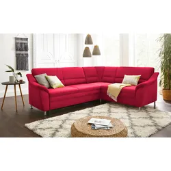 Ecksofa SIT & MORE "Cardoso L-Form", rot, B:249cm H:90cm T:209cm, Flachgewebe (100% Polyester), Struktur (100% Polyester), Luxus-Microfaser (90% Polyester, 10% Polyamid), Sofas, mit Federkern, wahlweise mit Bettfunktion und Schubkasten