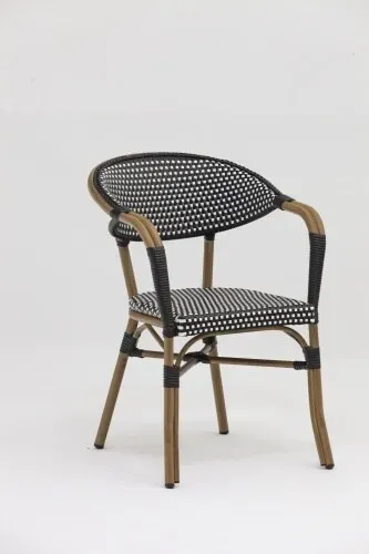 Bistromania Terrassenstuhl MARCEL - Schwarz-Weiß Flechtwerk