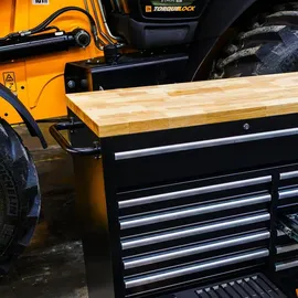 JCB Werkstattwagen Holz/Stahl 14 Schubladen blau bestückt