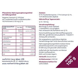 natürlich lang leben Coenzym Q10 Pulver 100 g