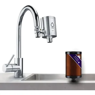 Alb Filter Duo Active Plus+ Trinkwasserfilter für Wasserhahn Edelstahl Natur)