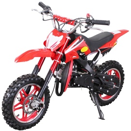 Actionbikes Motors Kinder-Crossbike Delta, Benzin-Kindermotorrad, 49 ccm, bis zu 40 km/h, Scheibenbremsen, ab 5 Jahren (Rot)