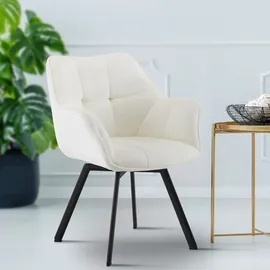 CLP 2er Set Esszimmerstuhl Jordi Samt creme