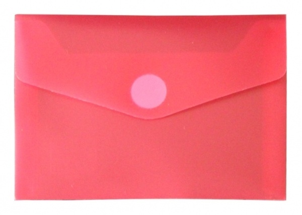 Dokumententaschen Sammelmappen Sichttaschen A7 quer transparent rot- Dokumentenmappe mit Klappe und Klettverschluss - 10 Stück