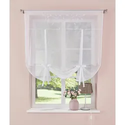 Gardine »Lulu«, (1 St.), transparent, Voile mit Stickerei, 87289608-1 weiß