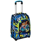 Sj Gang Big Trolley Welpen, Blau, Rucksack mit Cross-Over-System, 2 in 1, doppelter Verwendungszweck, Rucksack und Trolley, Grundschule, Kinder, blau, Taglia Unica, schulisch