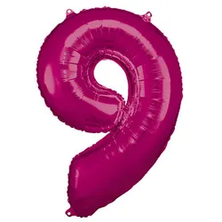 amscan® Folienballon Zahl 9 pink, 1 St.