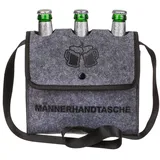 IDEAL TREND Männerhandtasche 21x19x8 für 3 Flaschen 0,33l Filz Handtasche Flaschenträger