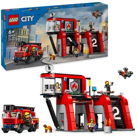 Lego City Feuerwehrstation mit Drehleiterfahrzeug