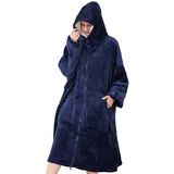 SPFASZEIV Tragbarer Hoodie Decke Damen Sherpa Übergroße Sweatshirt Kuscheldecke mit Ärmeln Tasche Kapuze für Erwachsene Herren Frauen Blau