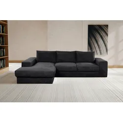 Ecksofa WERK2 "Rozzana Design Ecksofa mit hohem Komfort, zeitlos & elegant, L-Form", schwarz, B:280cm H:86cm T:190cm, 100% PES, Sofas, in kuschelweichen Trendstoffen Cord, Breitcord und Plüsch