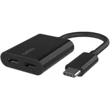 Belkin RockStar USB-C-Audio- und Ladeadapter, Kopfhörer-Adapter, USB C Adapter, Schnellladen mit USB-C Power Delivery 60 W, für iPhone 15, iPad, Galaxy, Note, Google Pixel, LG, Sony, OnePlus – Schwarz