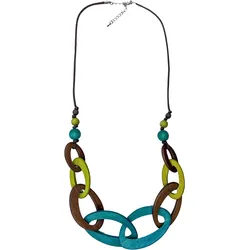 Kette mit Anhänger "Richelle", Damen, Gr. one size, Holz, braun, COLLEZIONE ALESSANDRO, Basic, Halsketten, verschieden große Holzringe und Holzperlen