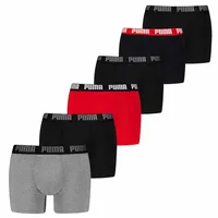 Puma Boxershorts 6er Pack Grau / Rot / Schwarz L