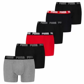 Puma Boxershorts 6er Pack Grau / Rot / Schwarz L