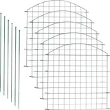 EINFEBEN Teichzaun Drahtzäune Gartenzaun 11tlg Set Zaun Teich mit 5 Zaunelemente und 6 Befestigungsstaeben, Gartenzaun Gruen, Welpenauslauf, Freig... - Grün