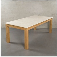 MAGNA Atelier Esstisch VALENCIA mit Marmor Tischplatte, Küchentisch, Unikat, nachhaltig, Naturstein, Oak Wood, 200x100x75cm beige