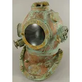 Casa Padrino Antik Stil Deko Taucherhelm Kupfer brüniert / Messing / Antik Grün 42 x 35 x H. 47 cm - Wohnzimmer Deko - Schreibtisch Deko - Luxus ... - Gold/Grün