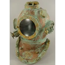 Casa Padrino Antik Stil Deko Taucherhelm Kupfer brüniert / Messing / Antik Grün 42 x 35 x H. 47 cm - Wohnzimmer Deko - Schreibtisch Deko - Luxus ... - Gold/Grün