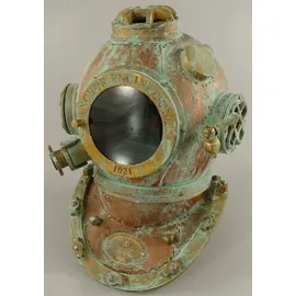Casa Padrino Antik Stil Deko Taucherhelm Kupfer brüniert / Messing / Antik Grün 42 x 35 x H. 47 cm - Wohnzimmer Deko - Schreibtisch Deko - Luxus ... - Gold/Grün