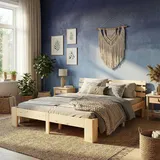 Homestyle4u Holzbett 140 x 200 cm H3 Braun