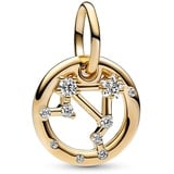 PANDORA Sternzeichen Waage Charm-Anhänger aus Sterling Silber mit 14 Karat vergoldeter Metalllegierung, Zirkonia, Kompatibel Moments Armbänder, 762712C01