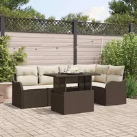 vidaXL Gartenlounge-Set 6-tlg. Braun