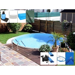 Stahlwandpool IBIZA ALL INKLUSIV Rundbecken / Rundpool 1,20 m hoch Folie 0,6 oder 0,8 mm, Farbe: blau, Größe: Ø 3.50 m, Folienstärke: 0.6 mm, Profil: BASIC Handlauf