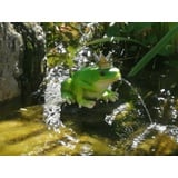 Wasserspeier Teichfigur Frosch König mit Krone mit Solar Panel mit Ständer Neu