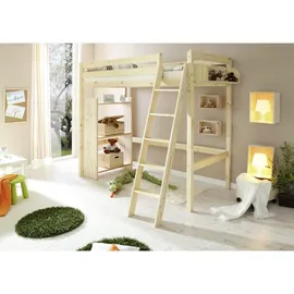 TICAA Hochbett Matthias 90 x 200 cm Kiefer massiv natur