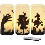 Eldnacele Halloween Led Kerzen Flackern Mit Fernbedienung, Batteriebetrieben Ech