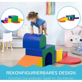Homcom Bausteinset 7er-Set Schaumstoff Bausteine Riesenbausteine Bauklötze Bauspielzeug Schaumstoffblöcke für 1-3 Jahre alt Kinder Kunstleder EPE -