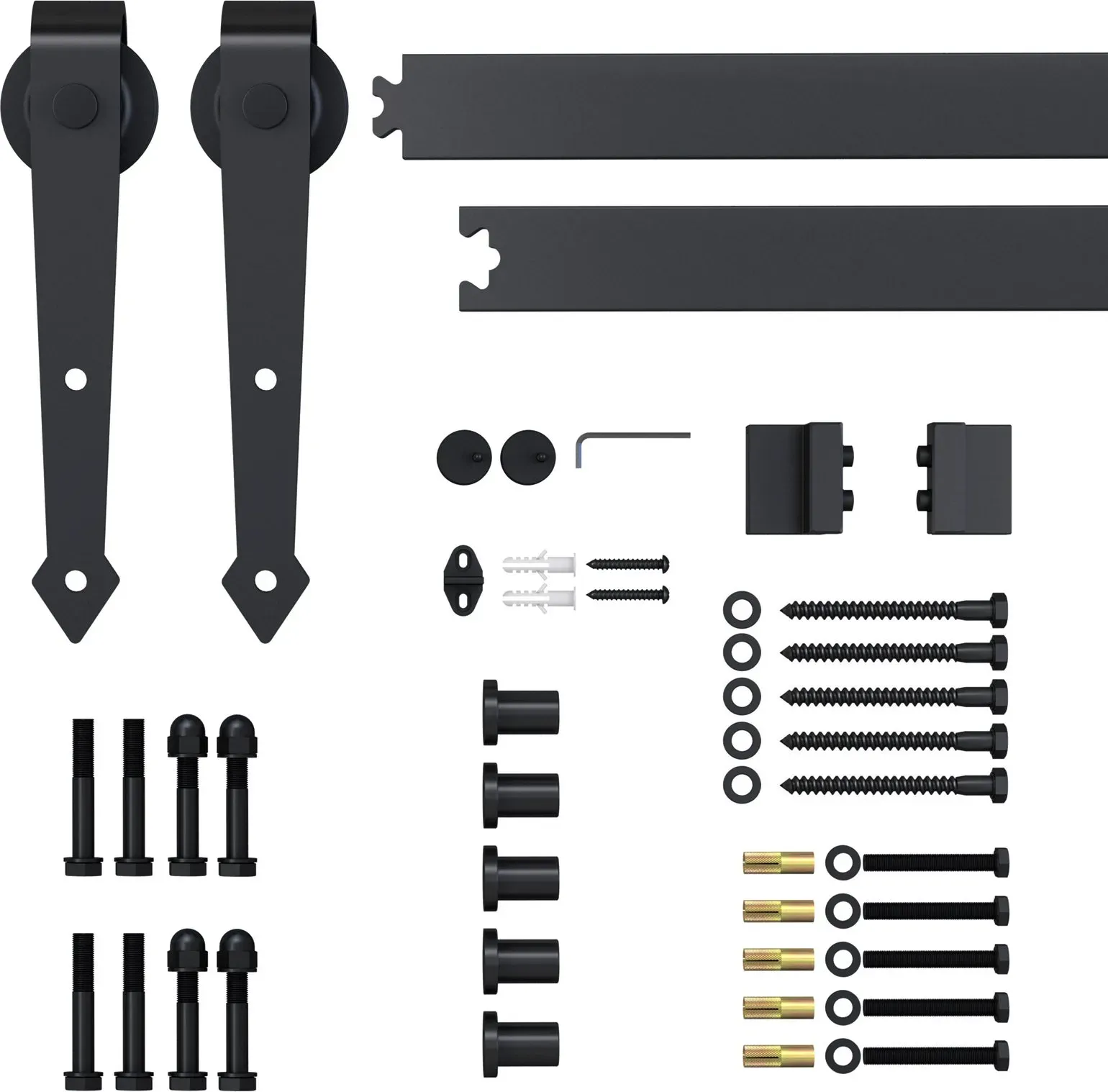 HOMCOM Schiebetüren-Beschlagsatz 200 cm Komplett-Set mit Schienen, Rollen, Anti-Sprung-Vorrichtungen, Türstopper, Schiebetürsystem aus Kohlenstoffstahl Schwarz   Aosom