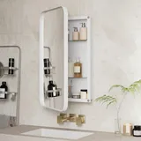 Wandschrank Für Das Badezimmer Mit Spiegel – 76x51x12 Cm – Eingebauter Medikamentenschrank – Metallrahmen, Spiegel Und Verstellbare Einlegeböden – Weiß