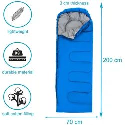 Intirilife Schlafsack geeignet für 15 - 20 Grad aus blauem Polyester - 200 x 70 cm - Hüttenschlafsack mit Tasche für Outdoor Aktivitäten