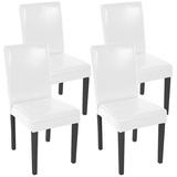 MCW 4er-Set Esszimmerstuhl Stuhl Küchenstuhl Littau ~ Kunstleder, weiß helle Beine