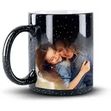 Tasse Selbst Individuell Gestalten/Zaubertasse/Fototasse/Personalisierbar mit Eigenem Foto 330 ml Bedrucken/Fototasse/Geschenk für Frauen & Männer (Black Starry Magic Mug Color Change)