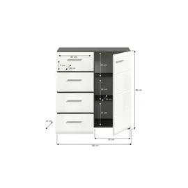VCM Salsa 75 x 85 x 37 cm Weiß/Rauchsilber