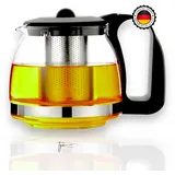 TYA I Premium Teekanne Glas, Hitzebeständig Glaskanne mit Deckel 1,25 Liter Teekanne mit Siebeinsatz Teekanne Thermo mit Edelstahl Filter Sieb, Tea Maker, Teekanne mit Sieb Tee Kanne Aus Glas (1250ml)