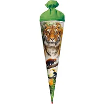 ROTH Schultüte Tiger 70 cm groß - rund Rot(h)-Spitze - Zuckertüte Wildtier