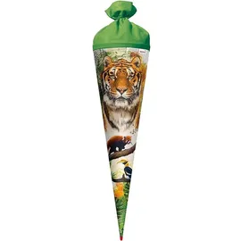 ROTH Schultüte Tiger 70 cm groß - rund Rot(h)-Spitze - Zuckertüte Wildtier