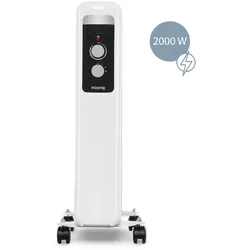 H.Koenig WARM90 Ölbadheizkörper, elektrisch, mobil, 9 Heizelemente, niedriger Verbrauch, automatische Abschaltung, 2000 W