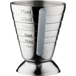 Barmaß / Jigger, mit Abstufung - Edelstahl (75ml)