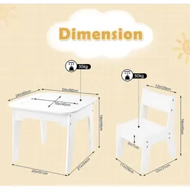 Woltu Kindersitzgruppe mit Stauraum 2 Stühle MDF weiß